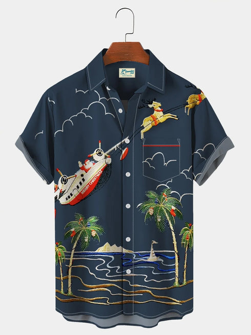 Men's Christmas Funny Graphic Short Sleeve Hawaiian Shirt